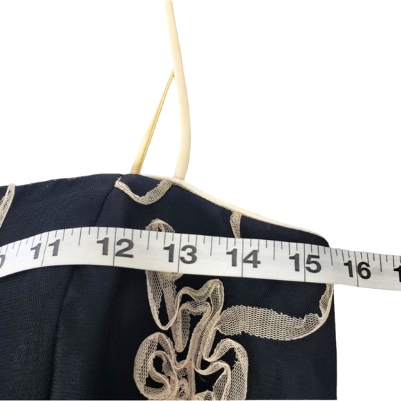 Roberta Black & Cream Floral Embroidered Boho Spaghetti Strap Mini Dress - Picture 8 of 13